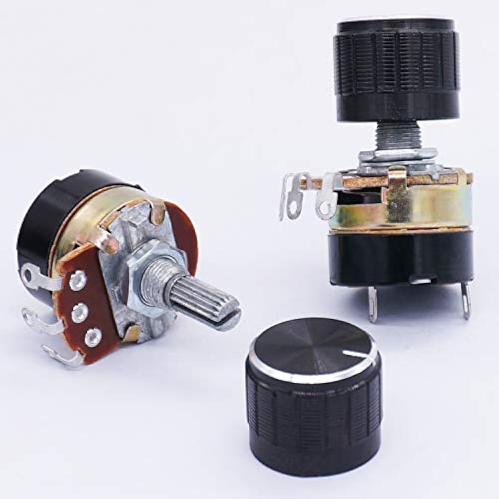 2Pcs 500K Ohm Single Linear Taper Dimmer Potentiometer With On/Off