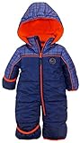 iXtreme Baby Boys Plaid Expedition Puffer Winter Snowsuit Pram, Navy, 12 Months