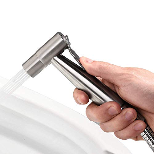 Baby Cloth Diaper Sprayer - Handheld Stainless Steel Bidet Toilet Shattaf Sprayer with Brushed Nickel - Complete Sprayer and Hose Set (Handle)