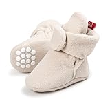 Newborn Cozie Fleece Bootie, Unisex Infant Toddler Slippers Crib Shoes Warm Boots with Anti Slip Bottom
