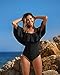 Tempt Me Women's Black Off Shoulder One Piece Swimsuits Flounce Ruffle Bathing Suits L