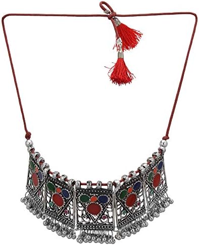Fashion Oxidized Tribal Look Afghani Choker Style Statement Necklace for Women and Girls