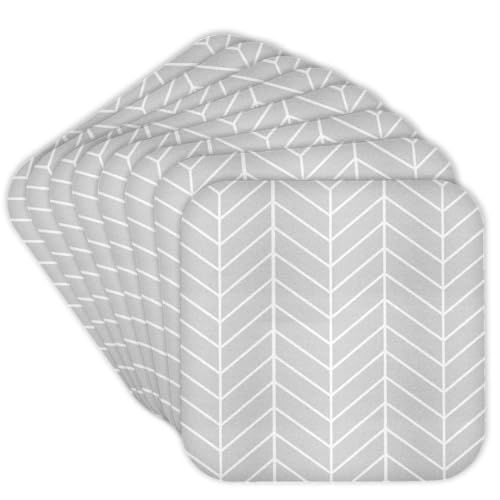 3dRose CST_179829_2 Light Grey Herringbone Gray Chevron Arrow Feather in spired…