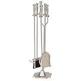 Uniflame, F-7547, 5pc Satin Pewter Fireset with Pedestal Place