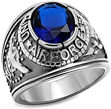 US Air Force Ring - (Gold Plated w/Blue Stone) USAF Military Rings