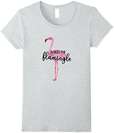 Womens Funny Flamingo Shirts Ready to Flamingle T-Shirt Party Tee Large Heather Grey