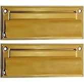 QCAA Solid Brass Mail Slot With Interior Frame and Back Plate, 8-7/8''X2-7/8", Polished Brass, 1 Pack, Made in Taiwan
