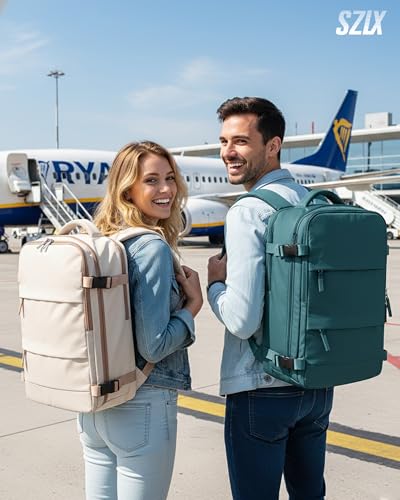 SZLX Vacuum Backpack Travel Bag with Pump, New Ryanair Cabin Size Bag 40x30x20 Backpack Wizz air, Large Travel Backpack Women Men Carry On Casual Daypack Fit 14 Inch Laptop with Shoes Compartment