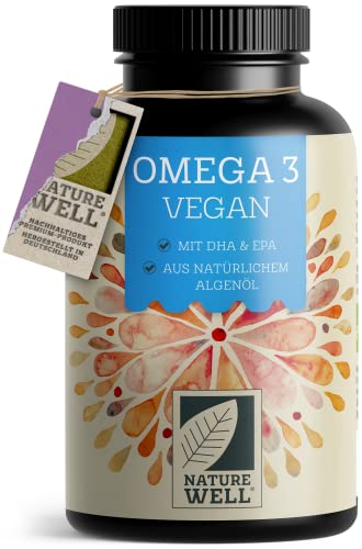 Omega-3 Vegan 90 Kapseln hochdosiert, 2000mg Omega-3 Algenöl pro Tag mit 600mg DHA & 300mg EPA, veganes Omega aus nachhaltigem Anbau als Fischöl-Alter