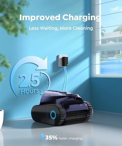 Cordless Pool Cleaner Robot with Wall Climbing, 2.5H Fast Charging, Tripe-Motor Strong Suction, C1 Pool Vacuum for Inground Pools up to 150㎡, Multi Cleaning Modes(Obsidian)