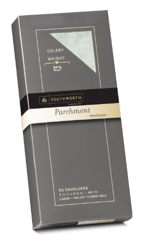 Southworth #10 Parchment Envelopes, Celery, 24 Pounds, 50 Count (P874-10L)