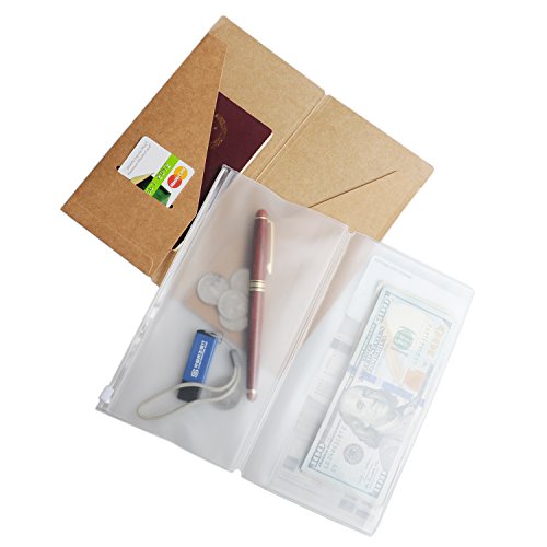 Zipper Case and Kraft Card Holder 2-Pack Accessories for Refillable Travel Journals - Standard Size | 8.25 x 4.25 inch (21 x 11cm)