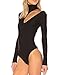 May&Maya Women's Sleek Turtleneck Cutout Shoulder Bodysuit (M, Black)