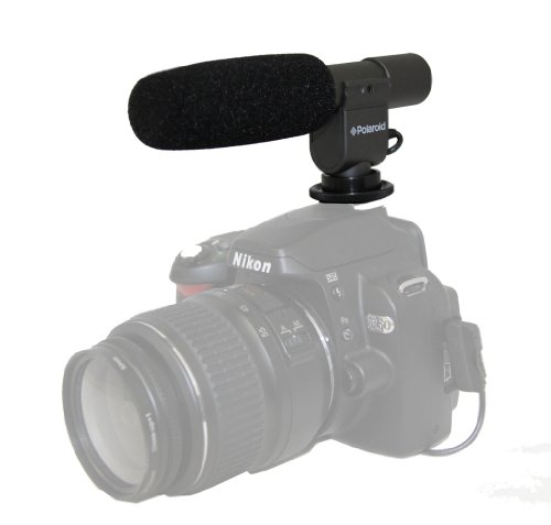 Polaroid Professional Grade Digital SLR and Camcorder Microphone, Black
