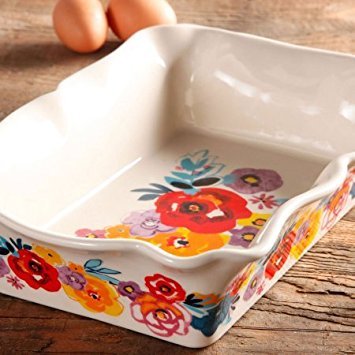 The Pioneer Woman Flea Market 2-Piece Decorated Rectangular Ruffle Top Ceramic Bakeware Set