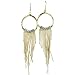 Vintage Inspired Rhinestone Circle Dangle Fashion Earrings With Fun Chain Dangles. 4 1/4 Inches Long