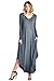 12 Ami Curved Hem V-Neck Long Sleeve Maxi Dress Charcoal L