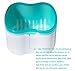 Denture Case,Denture Brush Retainer Case,Denture Cups Bath,Dentures Container with Basket Denture Holder for Travel,Retainer Cleaning Case Green
