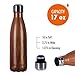 LIVEUP SPORTS 500ml Water Bottle, 17oz Double Wall Vacuum Insulated Stainless Steel Water Bottle Cup with Black Portable Bag Perfect for Outdoor Sports Camping Hiking Cycling Picnic (Dark Wood)