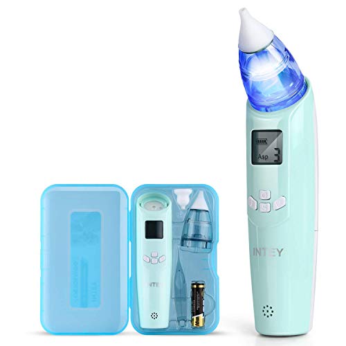 INTEY Baby Nasal Aspirator - Adjustable Music and 3 Colors Flashing Lights Nasal Suction with 3 Strengths of Suction and LCD Display