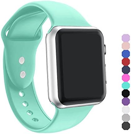 ic6Space Apple Watch Band, Premium Soft Silicone Sports Replacement Strap for Apple Watch Series 3 Series 2 Series 1,38mm or 42mm (Mint green, 42mm-m/l)