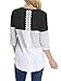 INWECH Women's Comfy Round Neck Triple Color Block Stripe T-Shirt 3/4 Sleeve Casual Blouse Tops Tunic