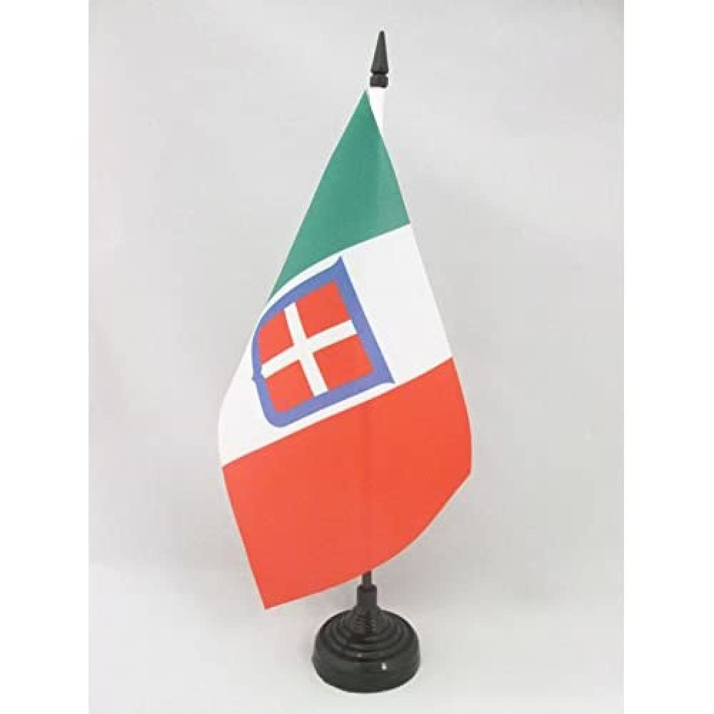 AZ FLAG Kingdom of Italy 1861-1946 Table Flag 5'' x 8'' - Italian royal Office Decoration 100% Polyester 21 x 14 cm - Mini Desk Flag with Pole and Black Plastic Base
