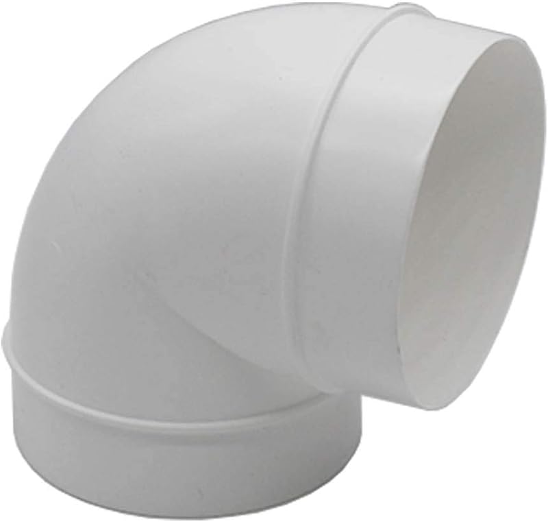 Kair 100mm 4in Ducting 90 Degree Elbow White Plastic Fit Inside 100mm Pipe