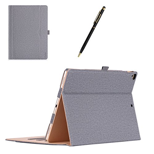 Apple iPad Pro 12.9 Case - ProCase Leather Stand Folio Case Cover for iPad Pro 12.9 Inch (Both 2017 and 2015 Models), with Multiple Viewing Angles, Auto Sleep/Wake, Apple Pencil Holder -Grey