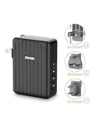 Zendure USB C Cargador de pared, 4 puertos 45W USB Tipo C Suministro de energía PD Cargador, Zen + Adaptador de viaje de carga rápida con enchufes de EE. UU.   Reino Unido   UE Compatible MacBook, iPhone, Nintendo Switch, Samsung Galaxy   Negro