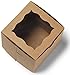 Cuisiner Bakery Boxes 4x4x4 [50Pack] Pastry Containers | Baby Shower, Dessert Packaging for Cake, Pies, Donut, Macaron, Cookies and Party Treat | Cupcake Gift Box with Window (Brown)