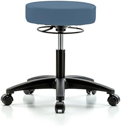 Perch Life Rolling Height Adjustable Stool For Lab Medical Office Spa Salon Kitchen Garage 20.5" - 28" (Stationary Caps/Newport Fabric)