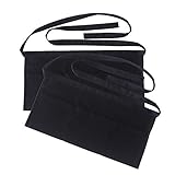 SEW UR LIFE Waterdrop Resistant 3 big Pockets Waist Apron (2 SET) Kitchen Restaurant Bistro Cafe Bar Pub Cake Shop Bakery Unisex Half Aprons for Chef, Baker, Servers, Waitress, Waiter(Black)