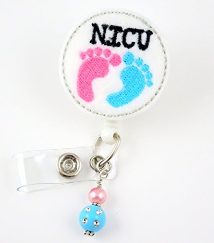 NICU Baby Feet Circle - Nurse Badge Reel - Retractable ID Badge Holder - Nurse Badge - Badge Clip - Badge Reels - Pediatric - RN - Name Badge Holder