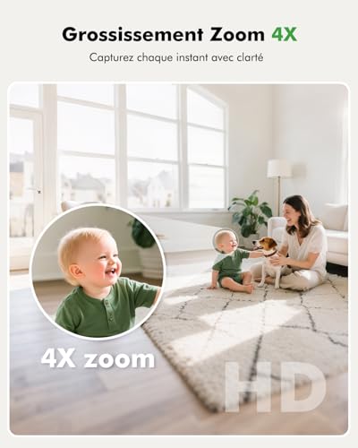 YESIMOM 1080P Baby Monitor 360° PTZ Baby Phone with Video and Audio Camera APP, Infrared Night Vision, 4X Zoom, Motion Detection/Sound Auto Tracking, Zone Alarms