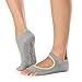 toesox Women's Bella Half Toe Grip Non-Slip for Yoga, Pilates, Barre, Ballet Toe Socks (Heather Grey/Lime Trim) Medium …