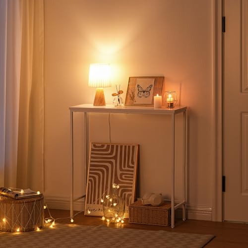 HOOBRO Narrow Console Table for Living Room, Slim Console Table Entrance for Hallway, Skinny Entryway Table for Small Spaces, Long Sofa Table for Foyer, Bedroom, Metal Frame, White EWW75XG01