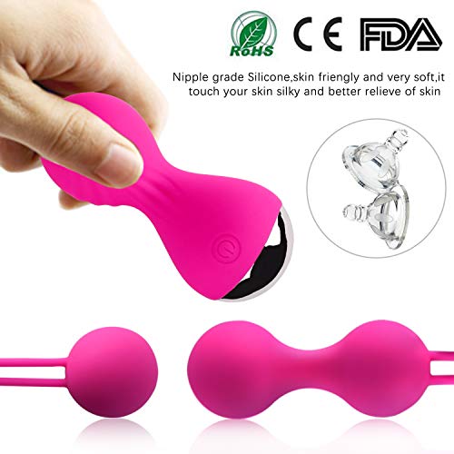 kegel Balls Exercise Weights for Women Tightening-Ben wa Balls for Beginners & Advanced Pelvic Floor Exercises and Regaining Bladder Control (Pink)
