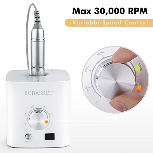 Nail Drill for Acrylic Nails - Electric Nail Drill 30000RPM Electric Nail File Professional Nail Drill Machine Portable Nail File Machine to Remove Gel Polish Nail Gel with Nail Drill Bits Foot Pedal