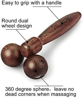 Roller Massager Wenge Wood Massage Wheel CafThings Spa Therapy Massager Stick for Foot Leg Neck Back Waist Thin Face