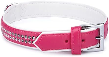 East Side Collection Faux Leather Sparkle Gemstone Dog Collar, 14โ18-Inch, Raspberry