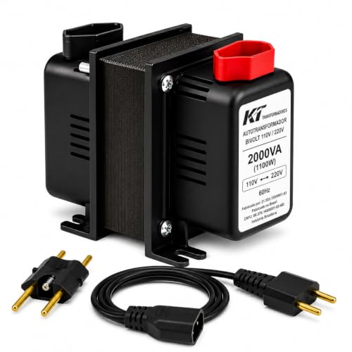 Autotransformador Bivolt 2000VA (1100W Reais) - Conversor de Voltagem 110V/127V para 220V e 220V para 110V - Transformador para TV, Notebook, Impressora, Videogame e Cafeteira - Proteção Térmica