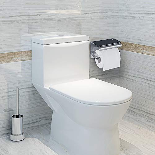 Portarrollos para Papel Higiénico, portarrollos baño adhesivo, Acero inoxidable SUS304, Porta Rollos de Papel Higienico con el Teléfono Móvil Estante de Almacenamiento (Plata) (Plata1)