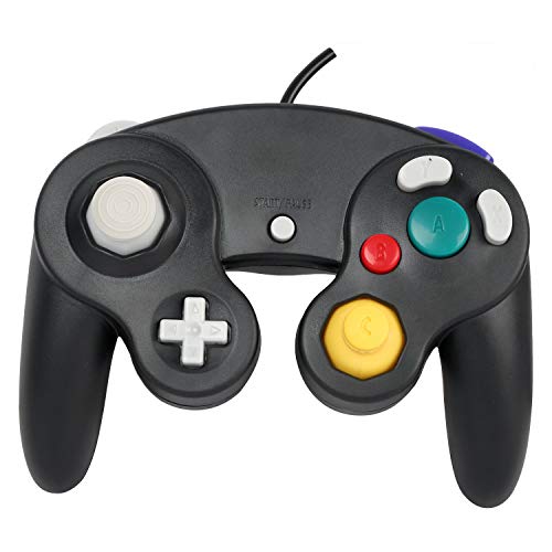 FidgetFidget Wired Shock Video Game Controller Pad for Nintendo Gamecube GC & Wii Black Gi PL Black