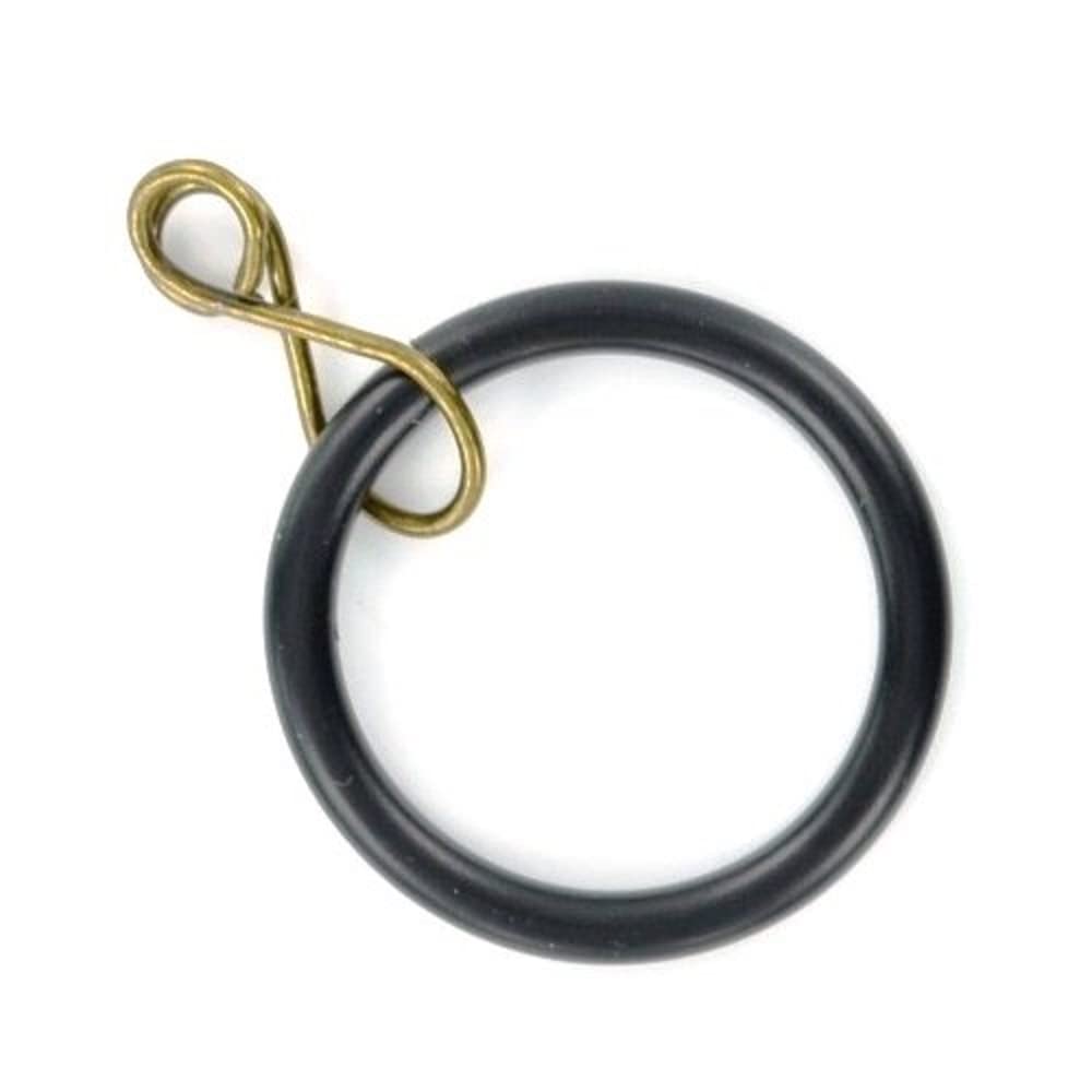 Merriway BH03224 (8 Pcs) Metal Curtain Drapery Pole Rod Rings with Loose Eye, Inner Diameter 35mm (1.3/8 inch) Outer Diameter 42mm (1.5/8 inch) Black - Pack of 8 Pieces
