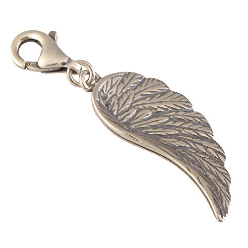 Sterling Silver Charm Angel Feather Charm Dangle Charm Bead for European Charm Bracelets #EC34