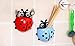 Bestga 2 PCS Cute Cartoon Ladybug and Bee Kids Wall Suction Cup Mount Toothbrush Holder Pencil and Pen Container Box Travel Organizer Plastic Pocket Storage Organizer - Blue/Orange