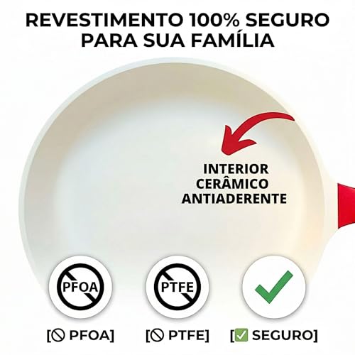 Conjunto de Panelas de Cerâmica Antiaderente Revestido de Granito, 5 Peças, Cozinha Saudável, Livre de PFOA (Branco)