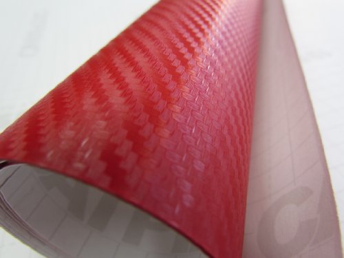CARBON FIBER VINYL WRAP 24" X 60" RED 3D PROFESSIONAL GRADE WITH AIR RELEASE POCKETS BUBBLE FREE