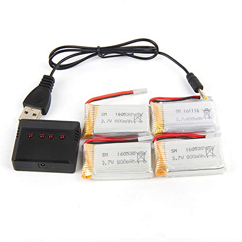 HINK-37-V-800-mAh-Lipo-Akku-4-STK-Mit-4-in-1-Ladegeraet-Kompatibel-mit-x5c-x5sw-x5-L15-Drohne
